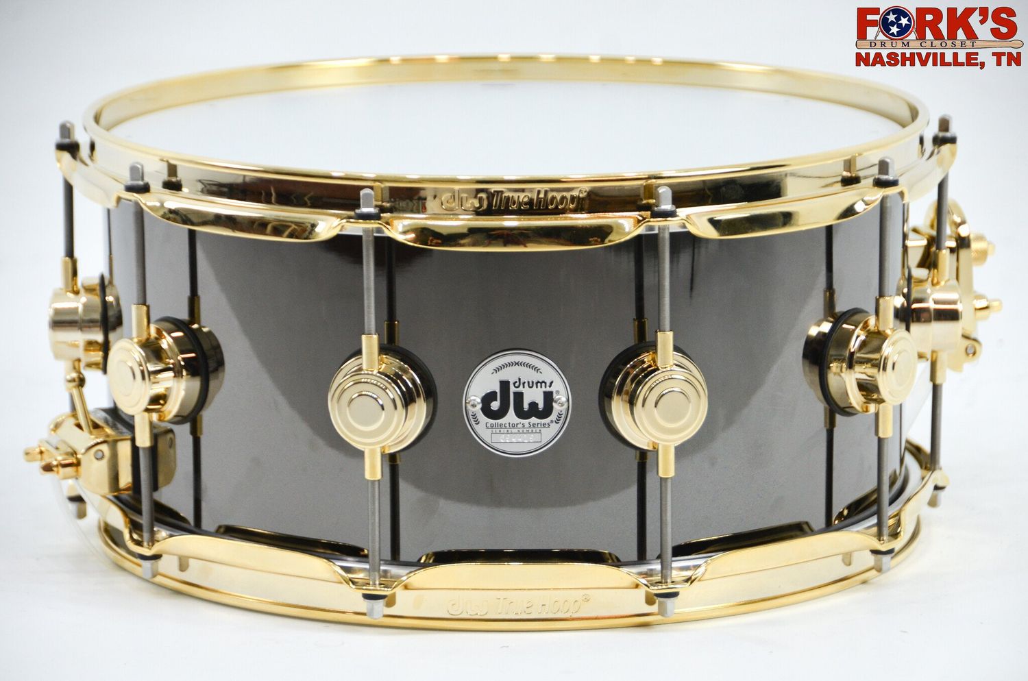 DW Collectors 7x13 Black Nickel Over Brass Snare Drum w/ Gold Hardware
