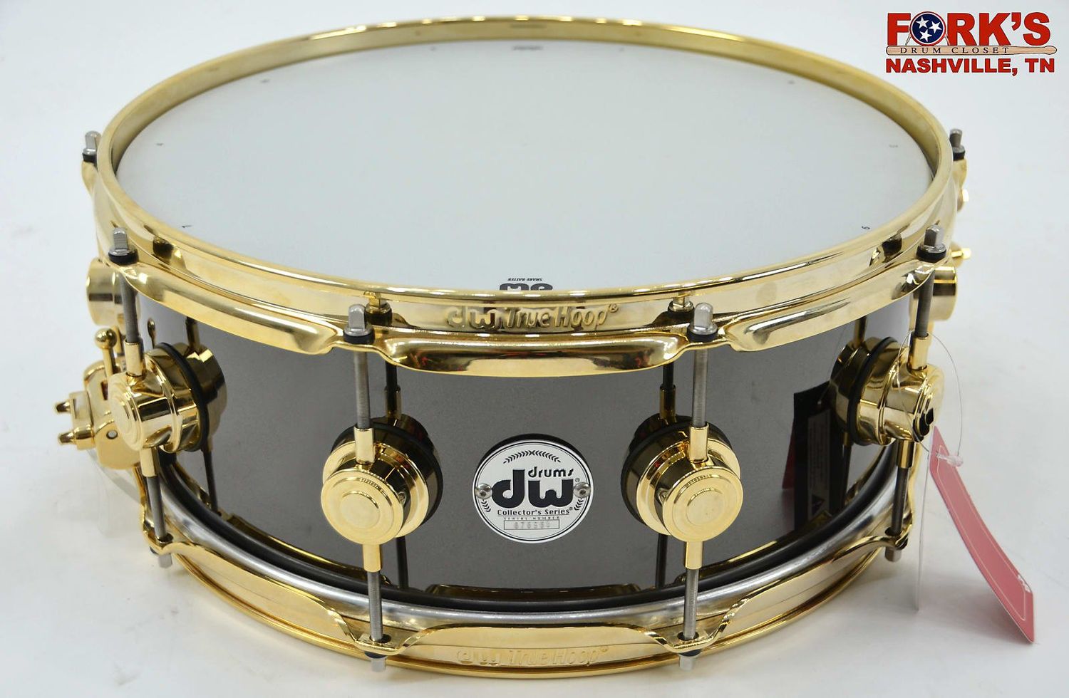 DW Collectors 5.5x14 Black Nickel Over Brass Snare Drum w/ Gold Hardware