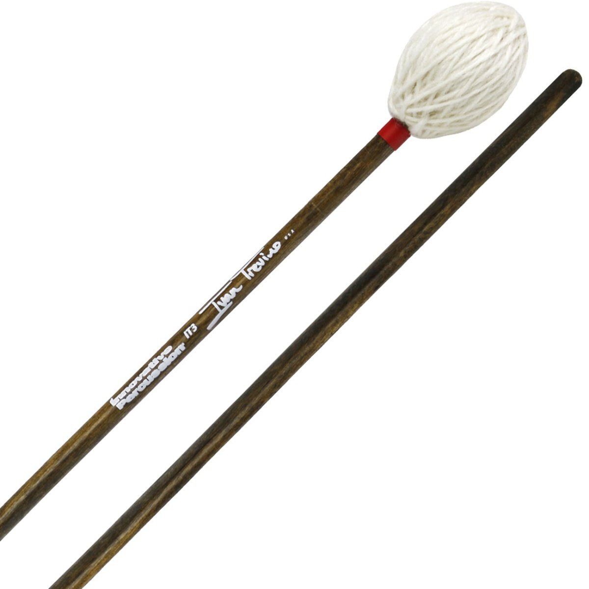 IP MEDIUM BRIGHT MARIMBA MALLETS - WHITE YARN - WALNUT STAINED BIRCH
