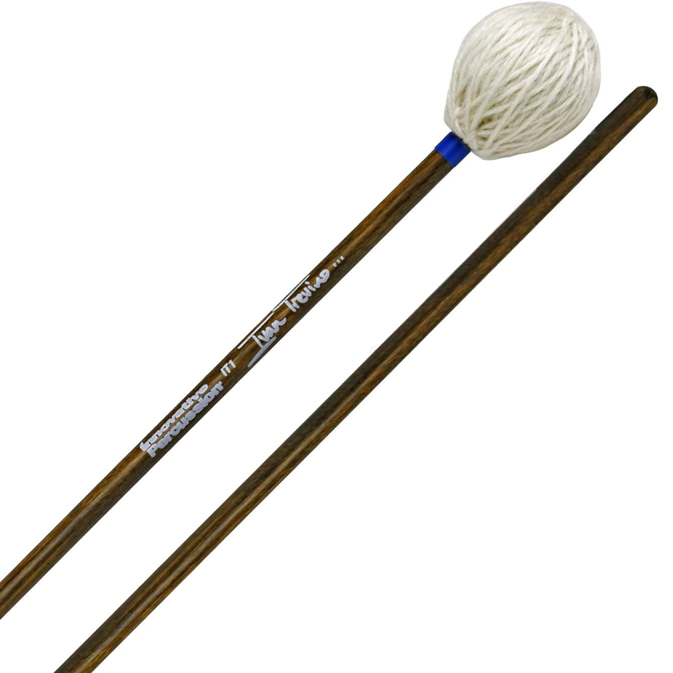IP BASS MARIMBA MALLETS -  WHITE YARN - WALNUT STAINED BIRCH