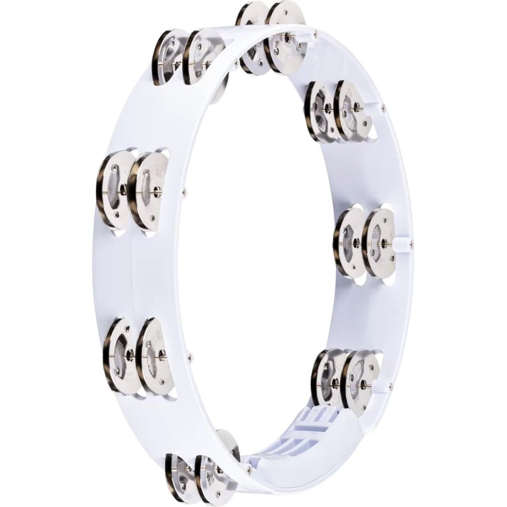 Meinl Percussion 10&quot; Headliner® Series Tour Tambourine, Dual row, White, Stainless steel jingles