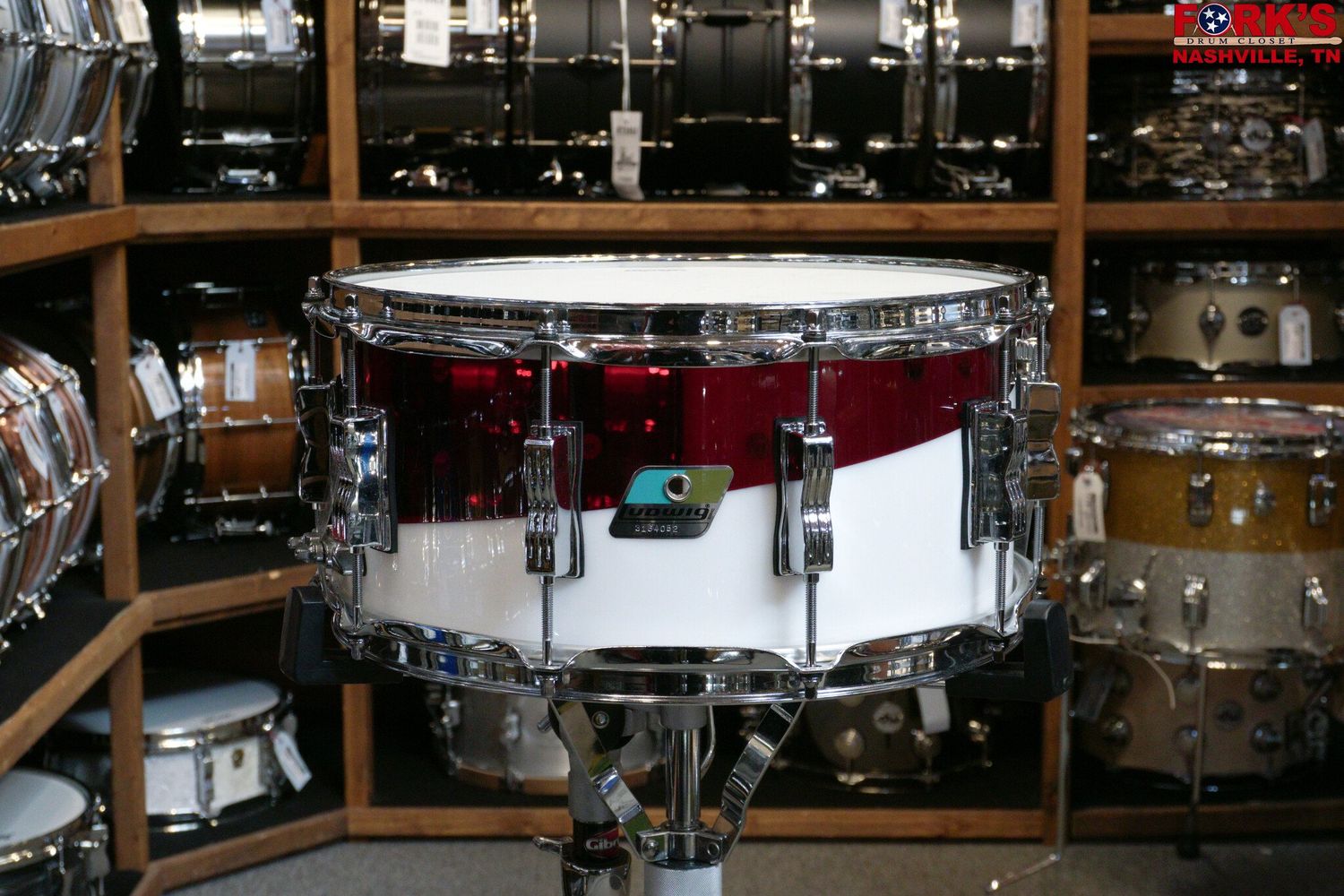 Ludwig 6.5x14 Vistalite Snare Drum - &quot;Red/White&quot;