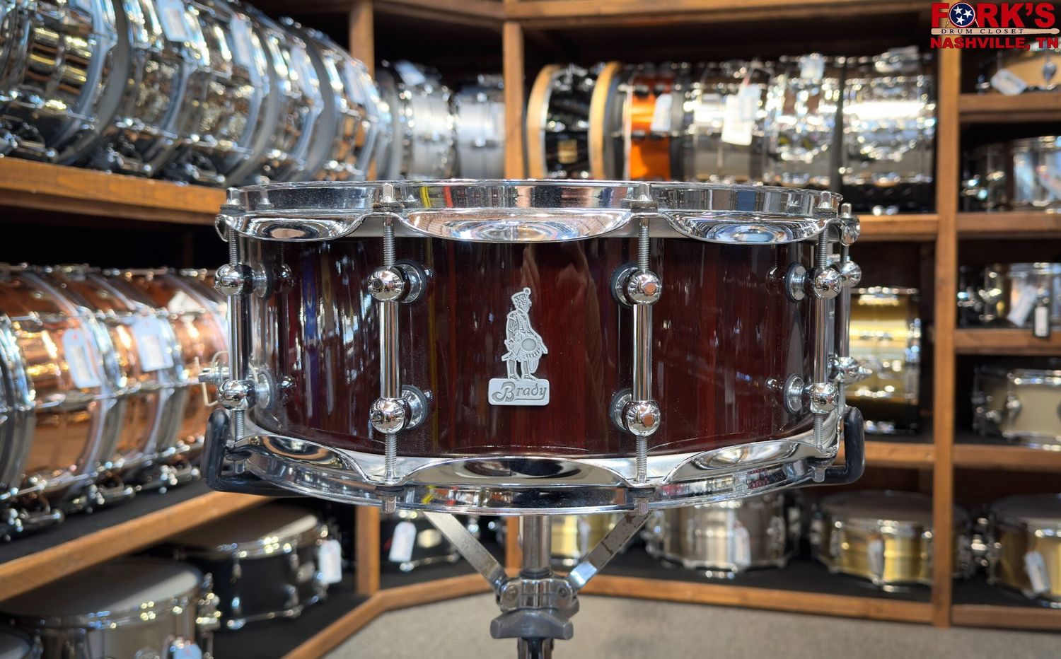 Brady 5.5x14 Jarrah Block Snare Drum - &quot;Gloss Lacquer&quot;