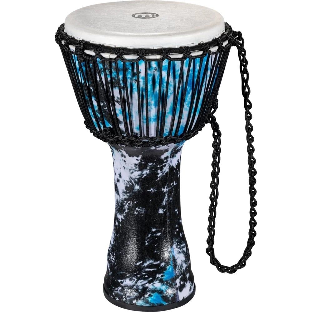 Meinl Percussion 10&quot; Rope Tuned Travel Series Djembe, Synthetic Head (Patented), Galactic Blue Tie Dye