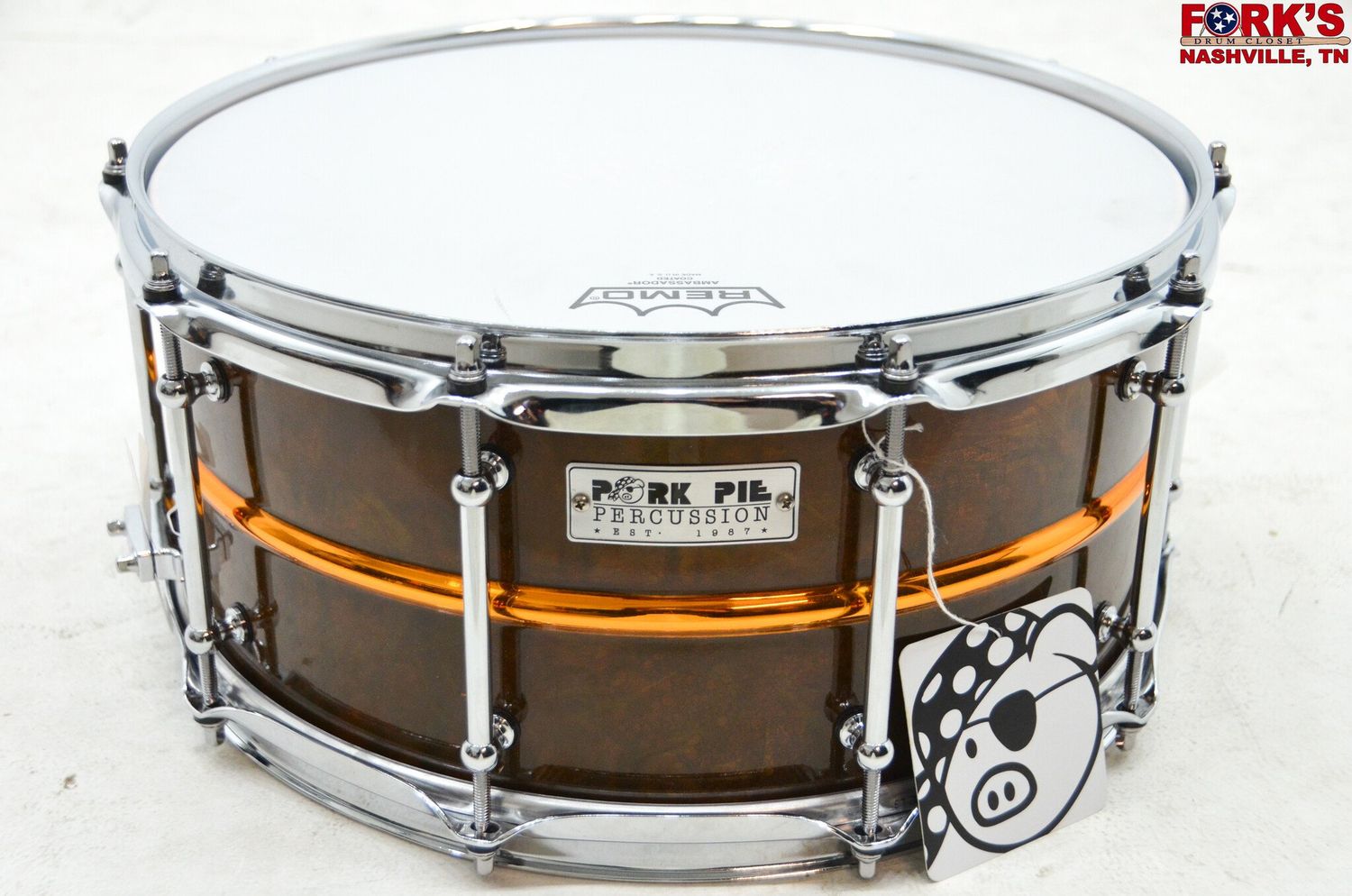 Pork Pie 6.5x14 Snare Drum Candy Yellow Copper w/ Polished Bead