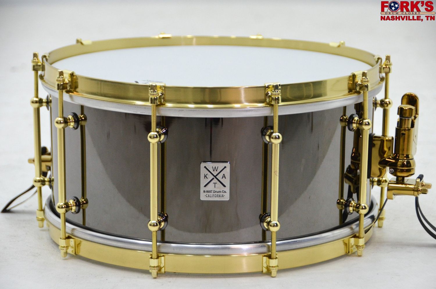 K-WAT Drum Co. &quot;The Brawn-Full Dress&quot; 6.5x14 Brass Shell Snare Drum