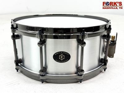 Noble and Cooley 6x14 Alloy Classic Snare Drum - Raw aluminum w/ Black Die Cast hoops