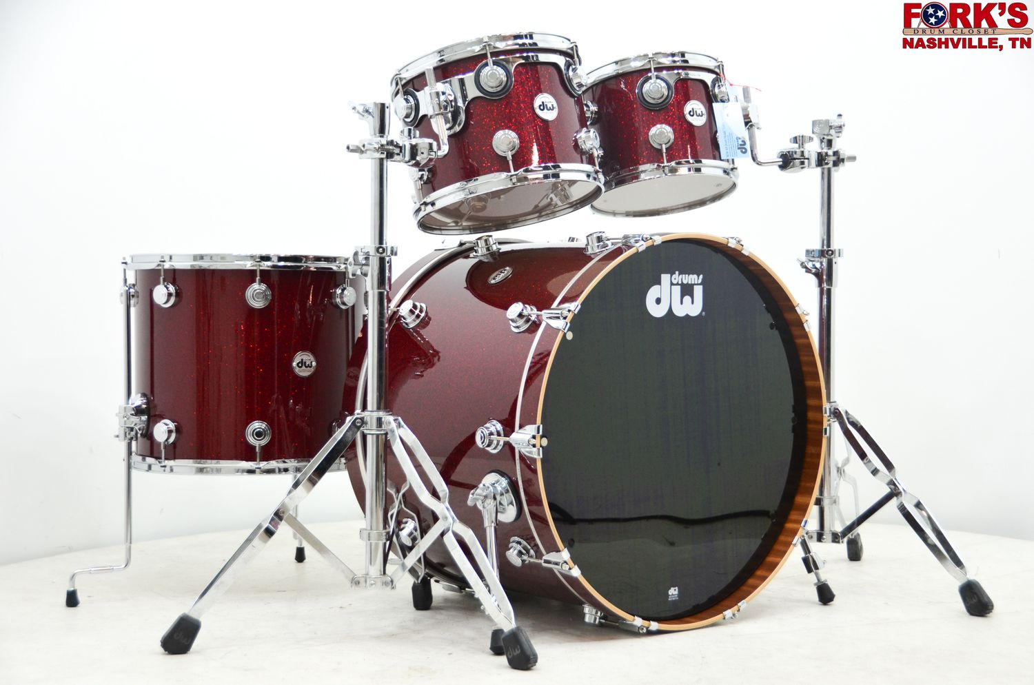DW Collectors Maple Mahogany 4pc Drum Kit -  &quot;Ruby Glass Glitter&quot;