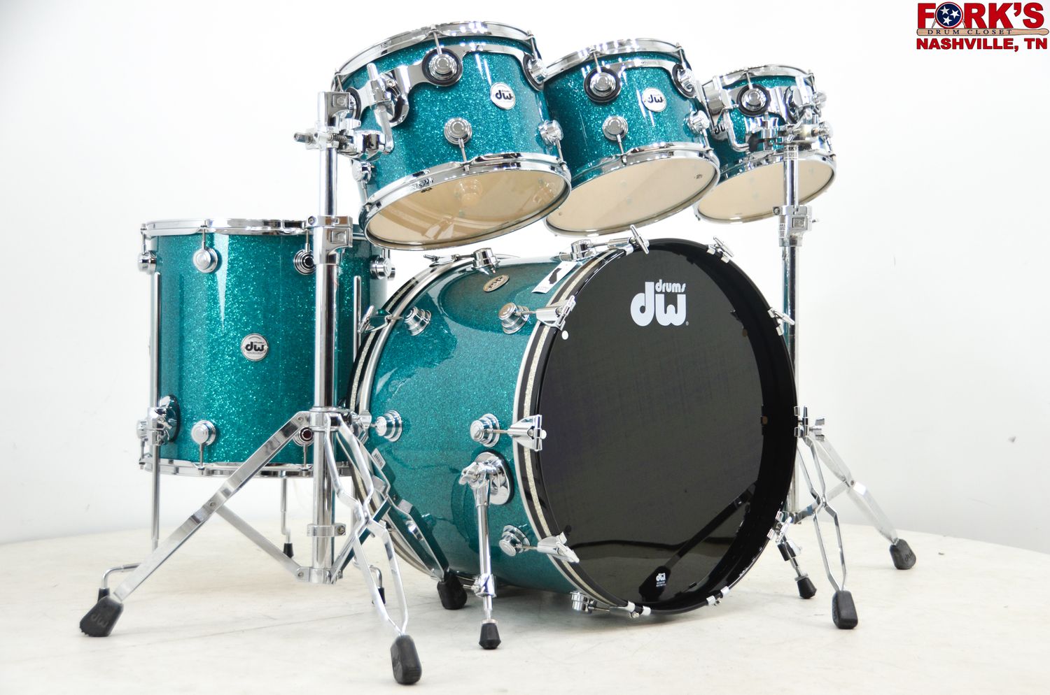 DW Collector&#39;s Maple 5pc Drum Kit - &quot;Teal Glass Glitter&quot;