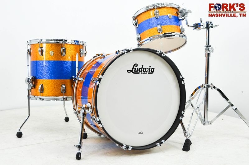 Ludwig Classic Maple 3pc Drum Kit - &quot;Triband Gold/Blue Sparkle&quot;