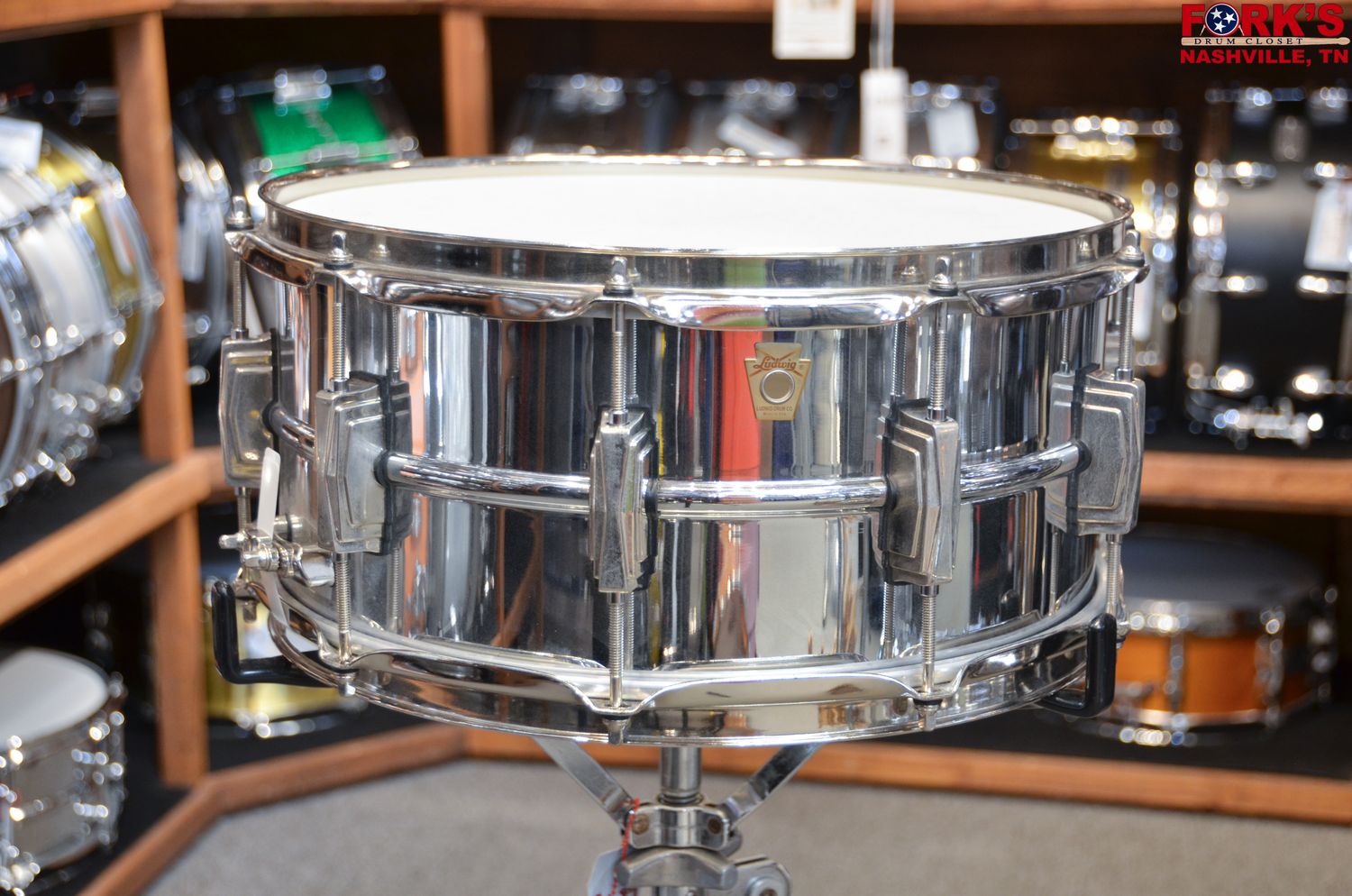 USED Ludwig 6.5x14 Supraphonic Chrome over Brass Snare Drum w/ Nickel Hardware (JD)