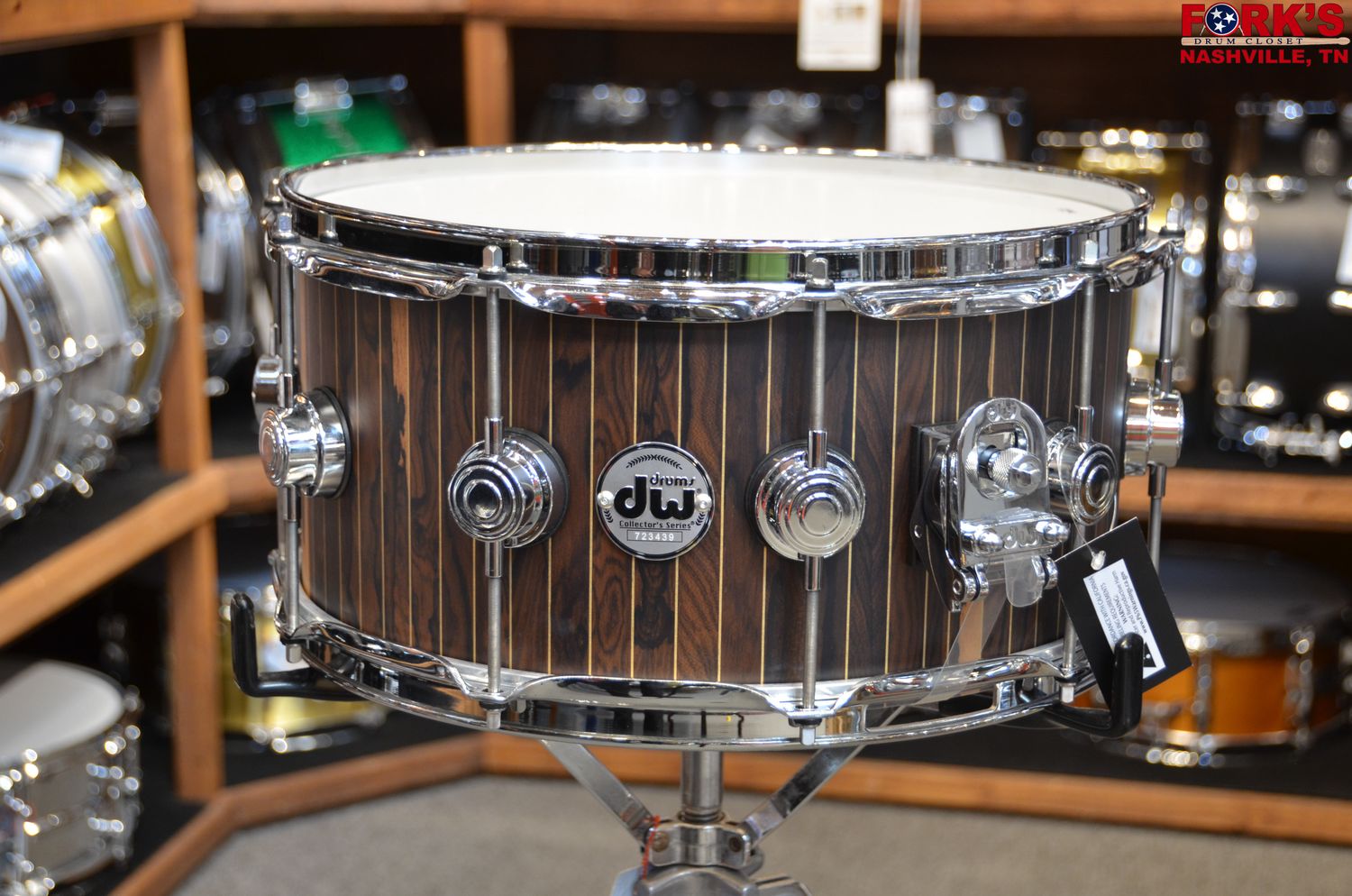 DW Collectors 6.5x14 333 Maple Snare Drum - &quot;Natural Hard Satin over Pinstripe Ziricote&quot;