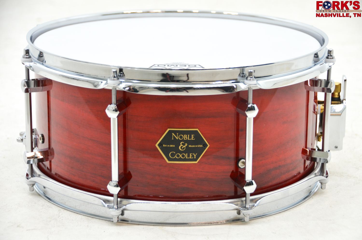 Noble &amp; Cooley 6.5x14 Wanut Ply Snare Drum - &quot;Transparent Red Gloss&quot;