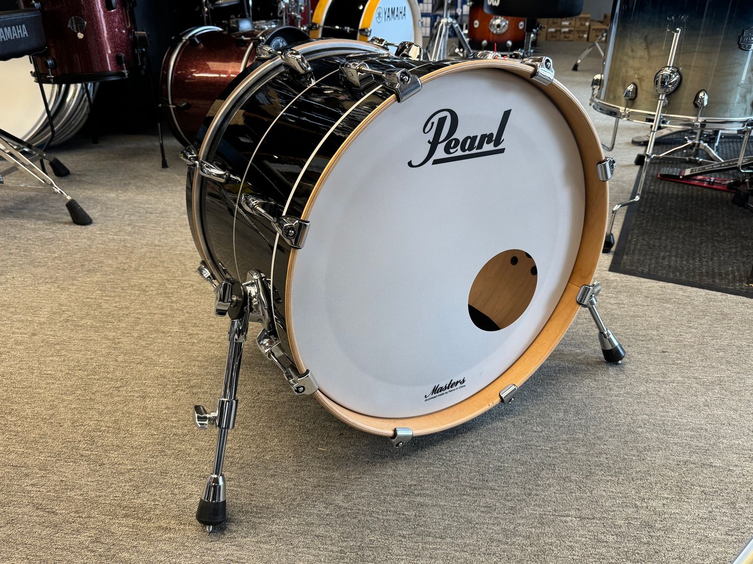 Used Pearl 14x20 Masters Maple Complete Bass drum - &quot;Black Quicksilver&quot;