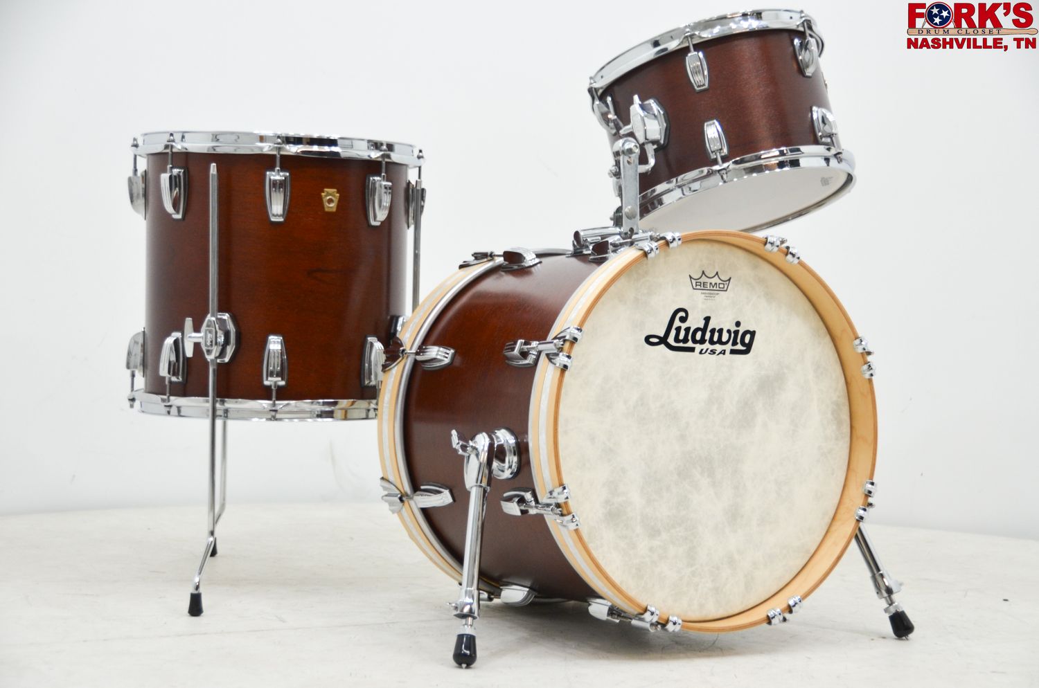 Used Ludwig Legacy Mahogany  3pc Drum Kit - &quot;Mahogany Stain&quot;