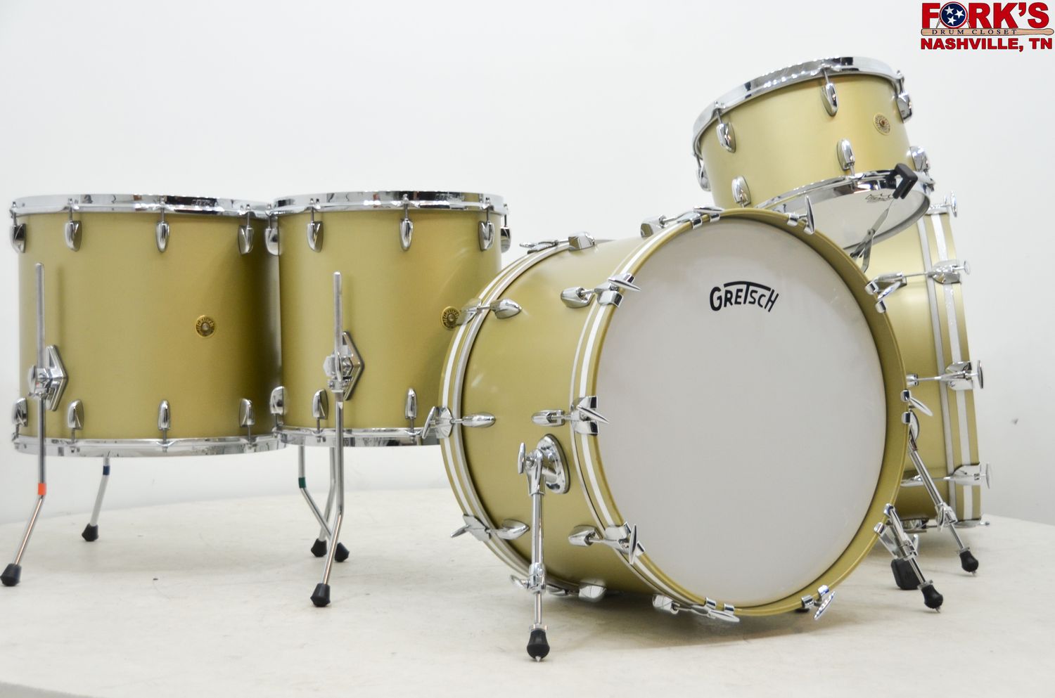 Pre-Owned Gretsch Broadkaster 5pc Drum Kit - &quot;Satin Gold Mist&quot;