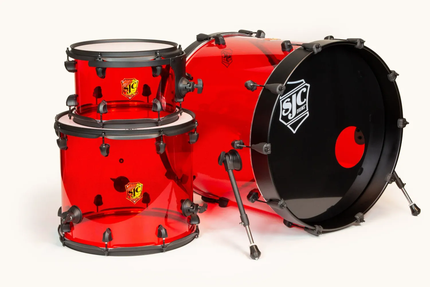 SJC Drums Josh Dunn Signature, &quot;Torch Acrylic&quot; 3pc Drum Kit - &quot;Red&quot;