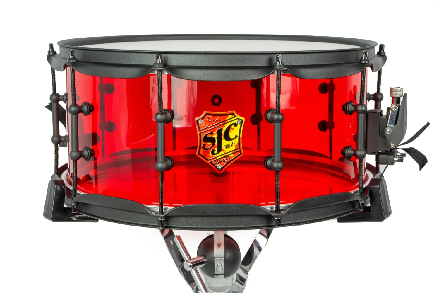 SJC Drums Josh Dunn Signature, &quot;Torch Acrylic&quot; 6.5x14 Snare Drum - &quot;Red&quot;