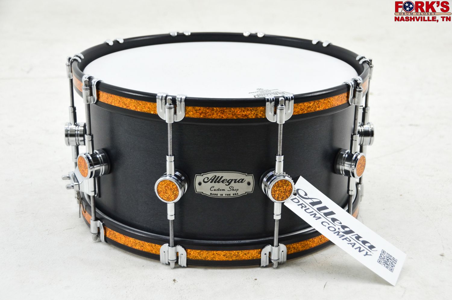 Allegra Custom Shop 6.5x14 Maple Snare Drum &quot;Black Semi Gloss&quot;