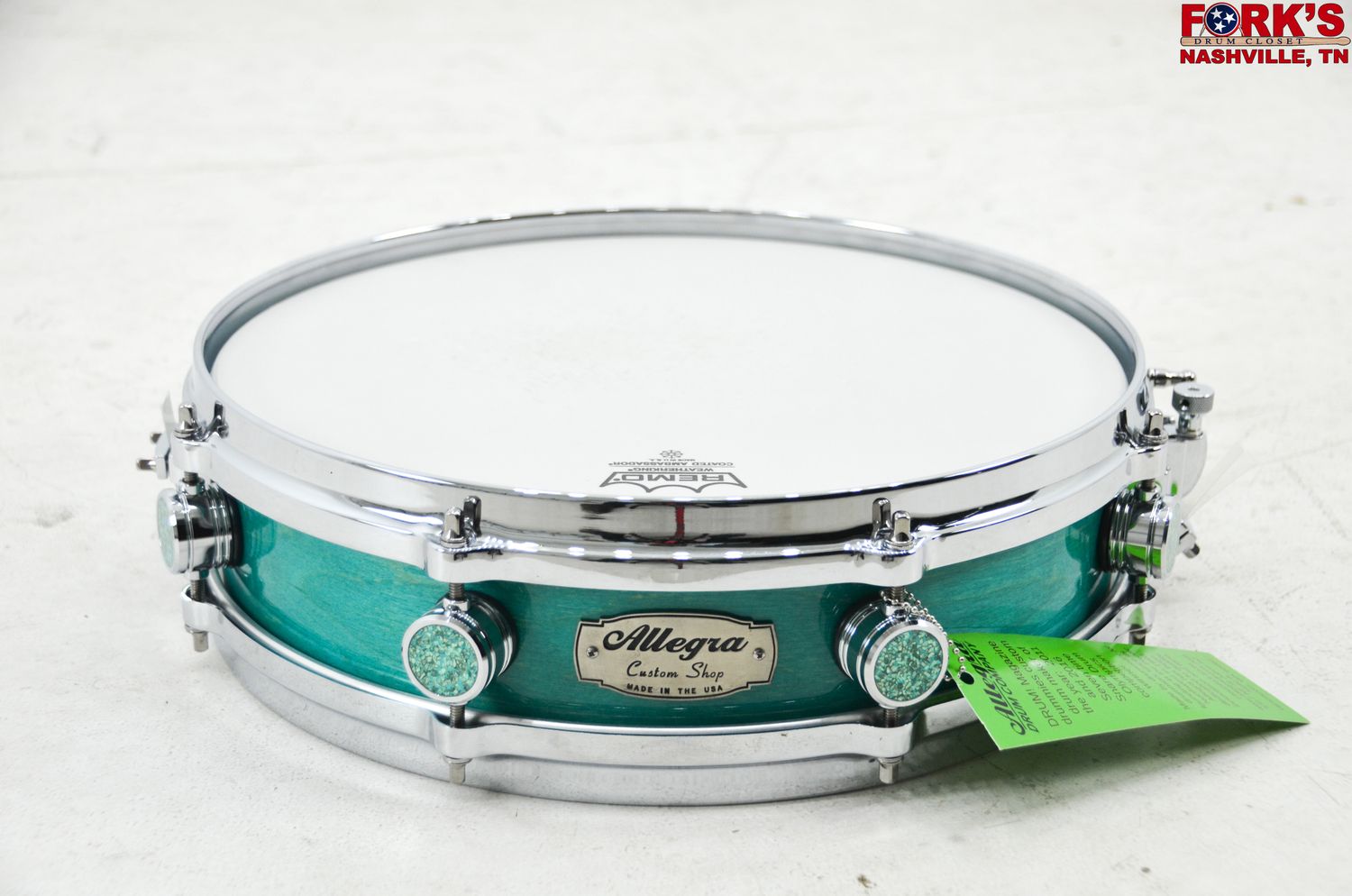 Allegra Custom Shop 3x14 Maple Snare Drum &quot;Aztec Teal&quot;