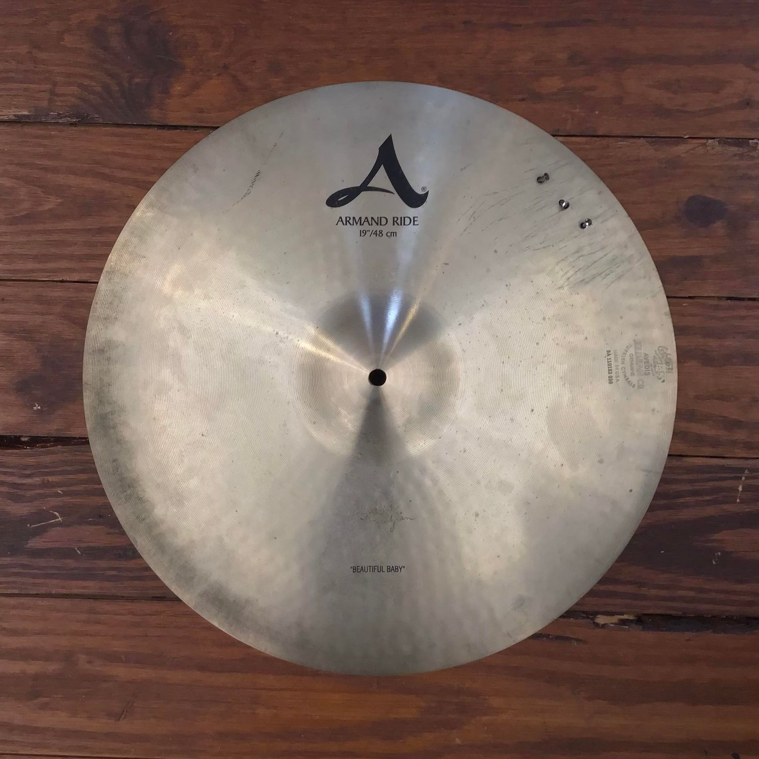 USED A Zildjian 19&quot; Armand Ride Cymbal &quot;Beautiful Baby&quot;
