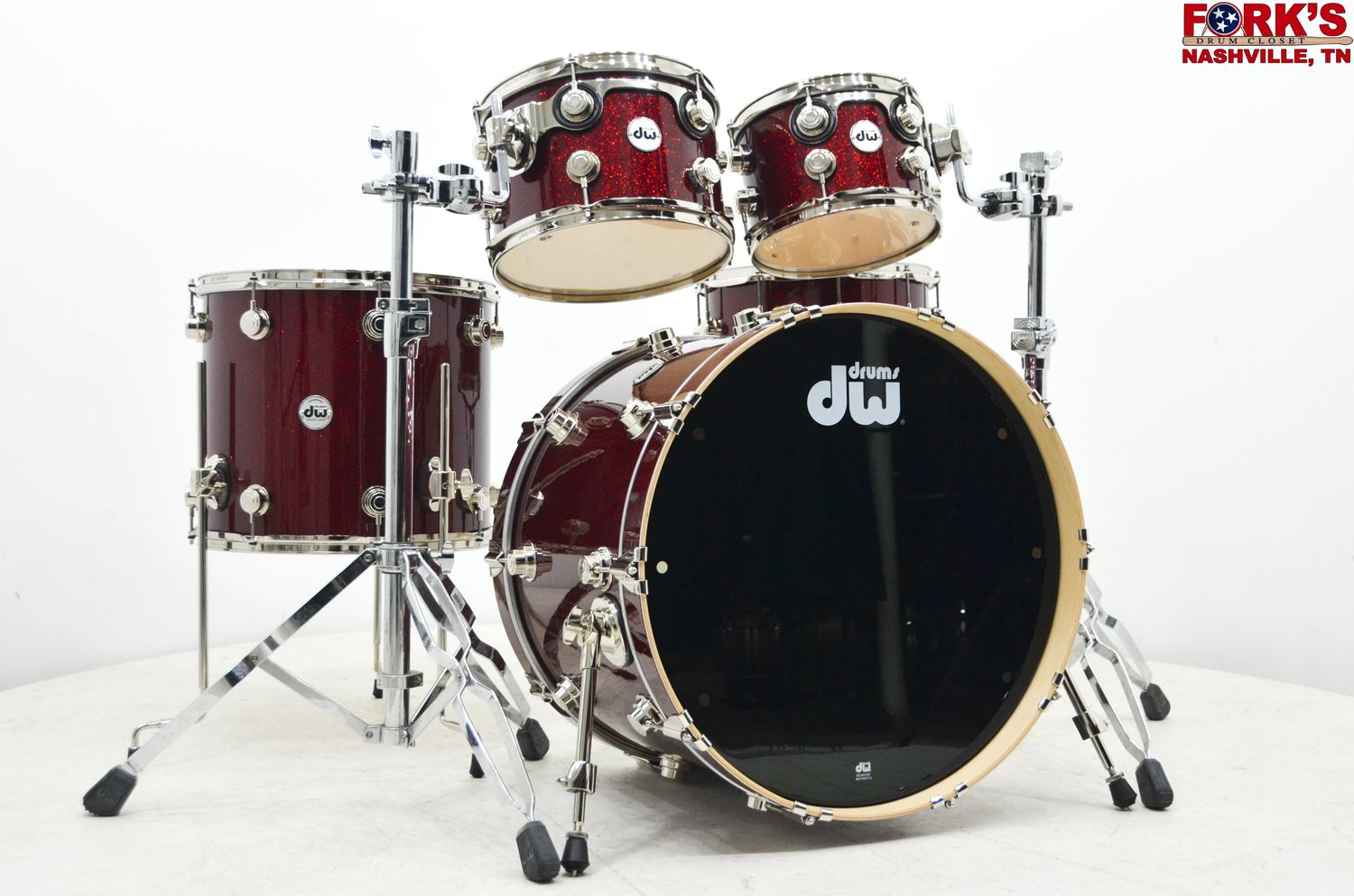 DW Collectors SONICPLY Series 5pc Maple Drum Kit - &quot;Ruby Glass Glitter&quot;
