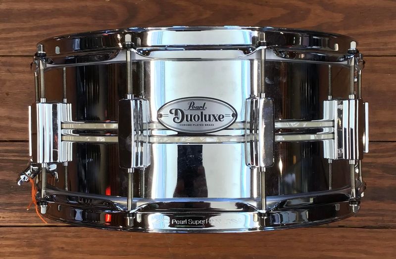 USED Pearl Duoluxe 6.5x14 Chrome Over Brass Snare Drum