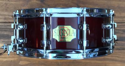 USED Premier Signia 5.5x14 Maple Snare Drum  - &quot;Cherry Wood Lacquer&quot;