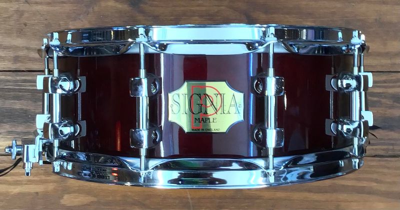 USED Premier Signia 5.5x14 Maple Snare Drum  - &quot;Cherry Wood Lacquer&quot;