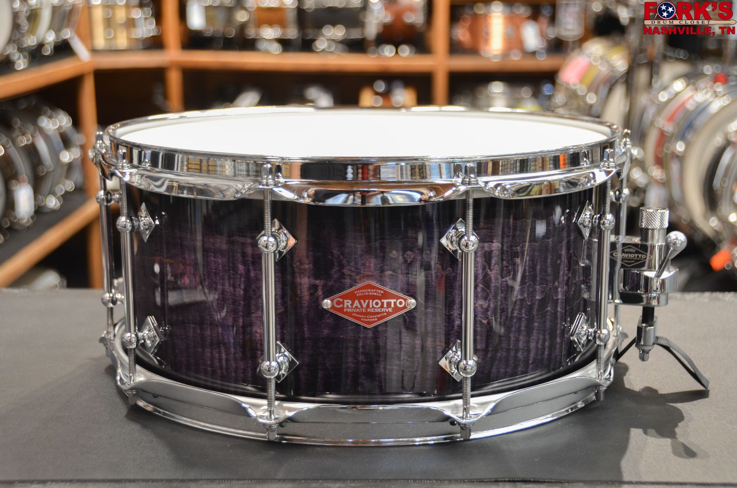 Craviotto Private Reserve 6.5x14 Curly Maple Snare Drum - &quot;Ebonize/Purple to Black Fade&quot;