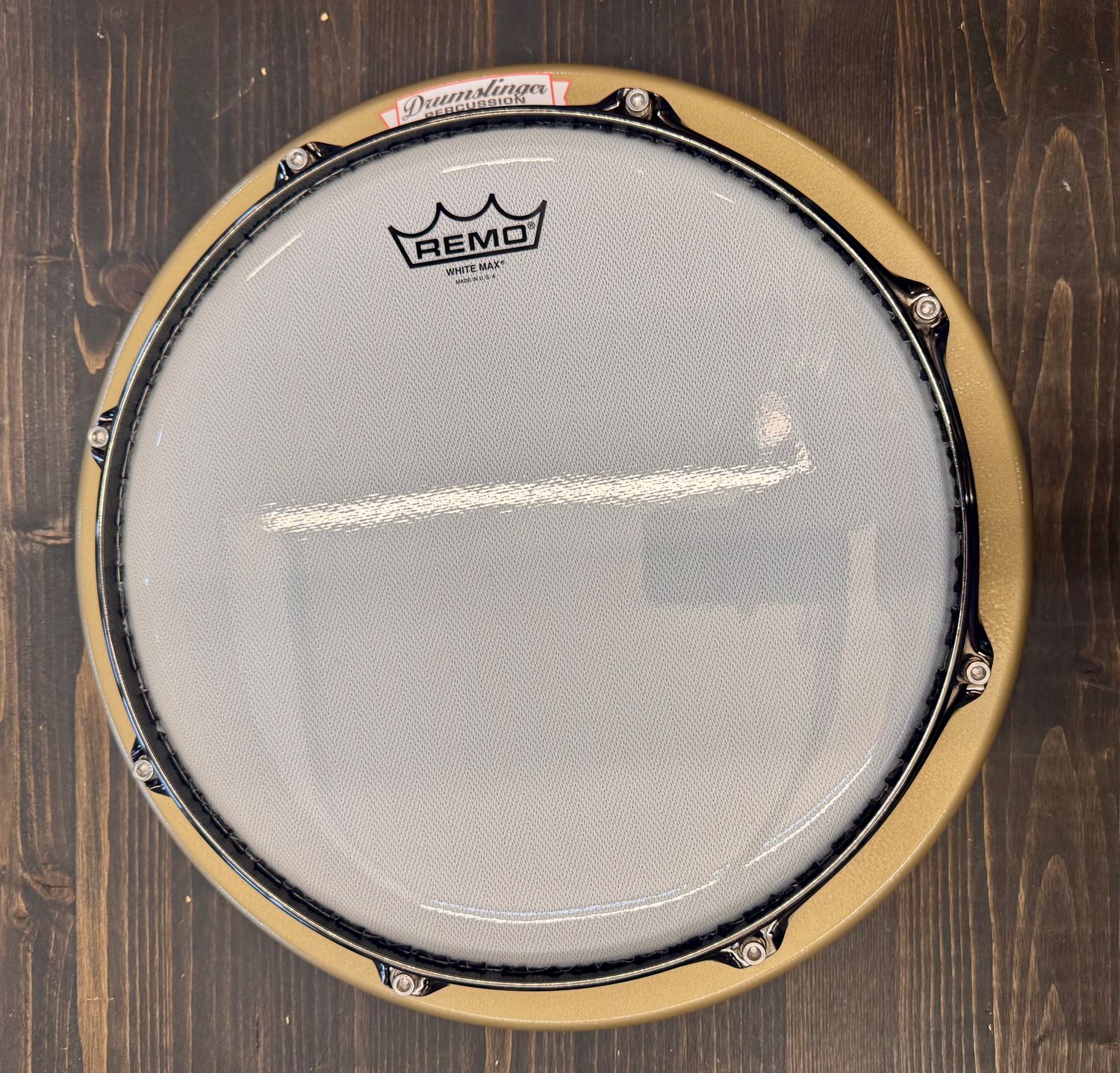 Drumslinger 13&quot; Marcher Series, Black Chrome Stick Saver Rim, Remo WhiteMax Head, Hammered Gold Paint Finish