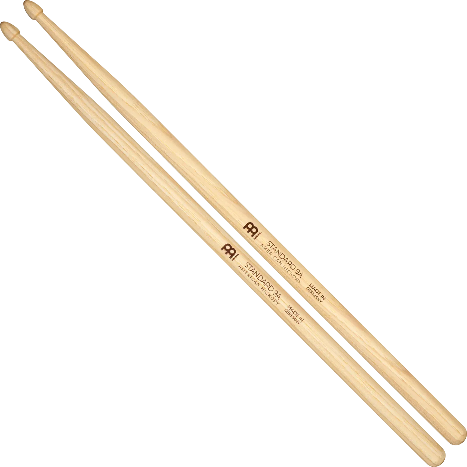 Meinl Standard 9A Drumstick, Hickory, Medium, Acorn Tip, Pair