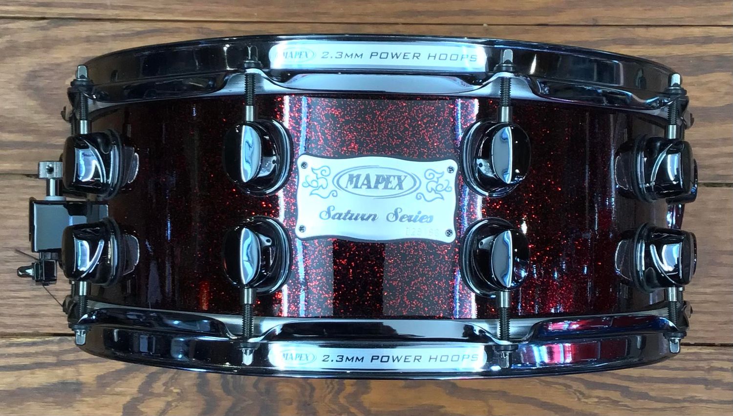 USED Mapex Saturn 5.5x14 Walnut/Maple Snare Drum "Black Cherry Sparkle"