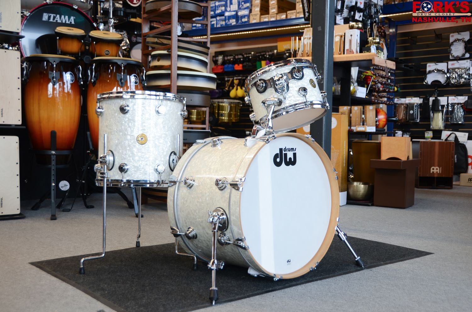 Used DW Jazz Series 3pc Drum Kit - "White Marine Pearl"