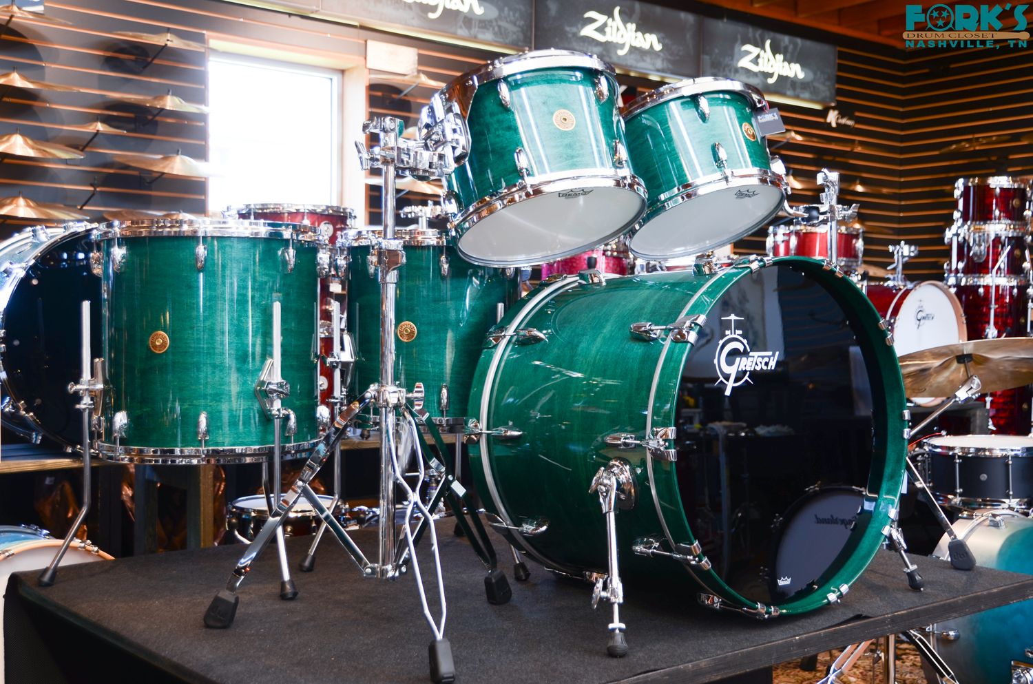 Used Gretsch USA Custom 5pc Drum Kit - "Jade Green Gloss"