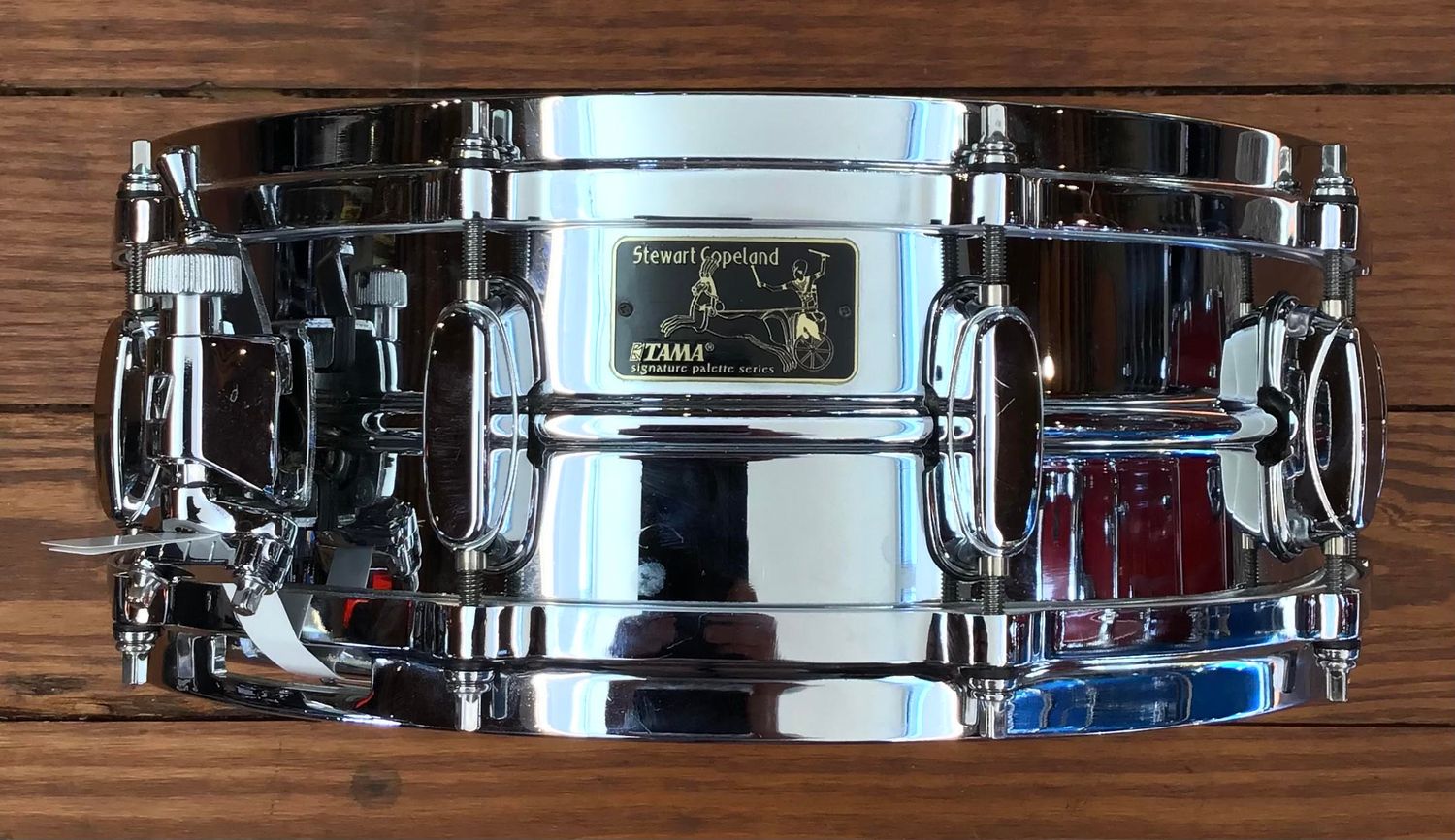 USED Tama Stewart Copeland Signature 5x14 Chrome Over Brass Snare Drum