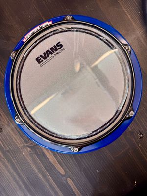 Drumslinger 10" Marcher Series Black Chrome Stick Saver Rim Evans MEC2S over Bling White Deep Blue Gloss Paint Finish