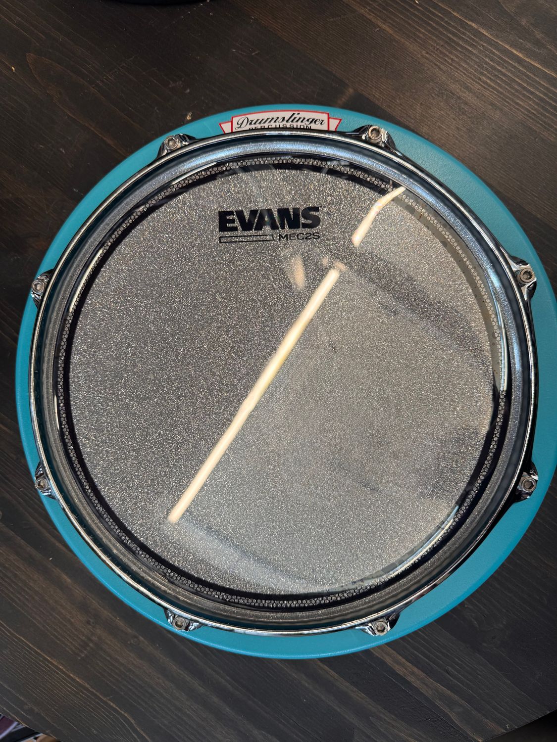 Drumslinger 12" Marcher Series Chrome Stick Saver Rim Evans MEC2S over Bling Silver Seaside Gloss Paint Finish
