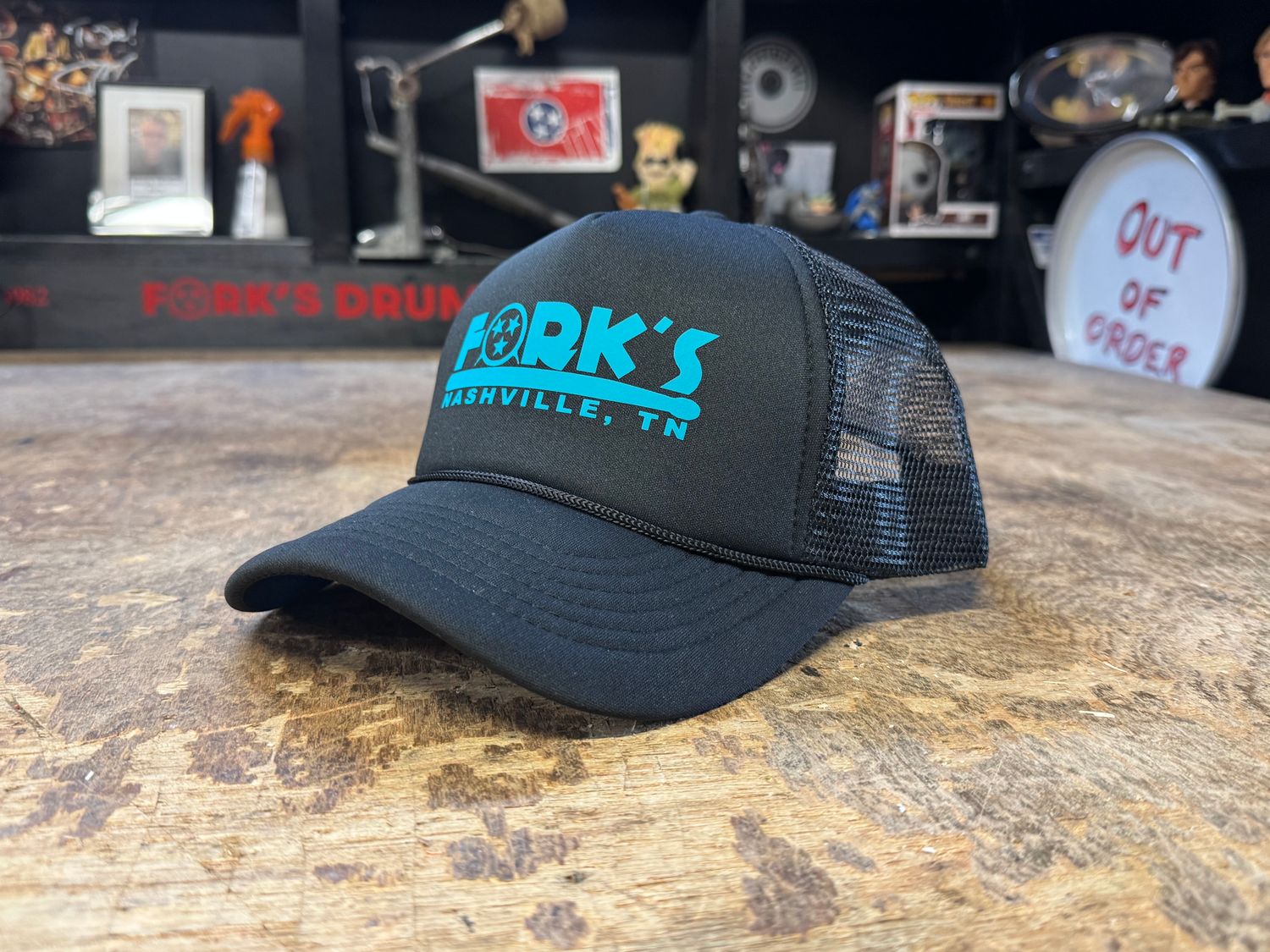 Fork's Hat - Teal on Black, FOAM