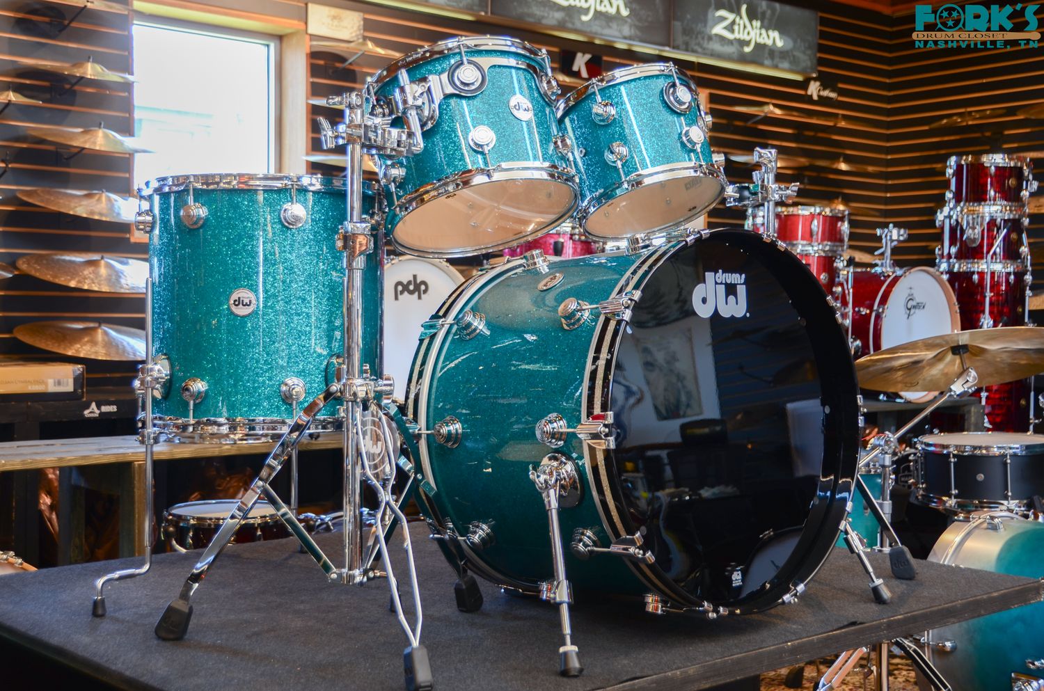 DW Collector's Maple 4pc Drum Kit - "Teal Glass Glitter"