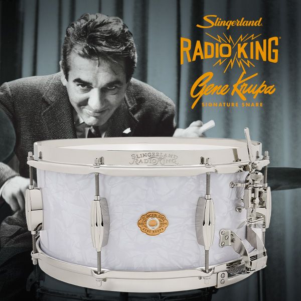 Slingerland 6.5x14 Gene Krupa Limited Solid Maple Snare Drum W/ Case- "White Marine Pearl"