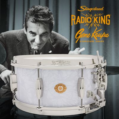 Slingerland 6.5x14 Gene Krupa Limited Solid Maple Snare Drum W/ Case- "White Marine Pearl"