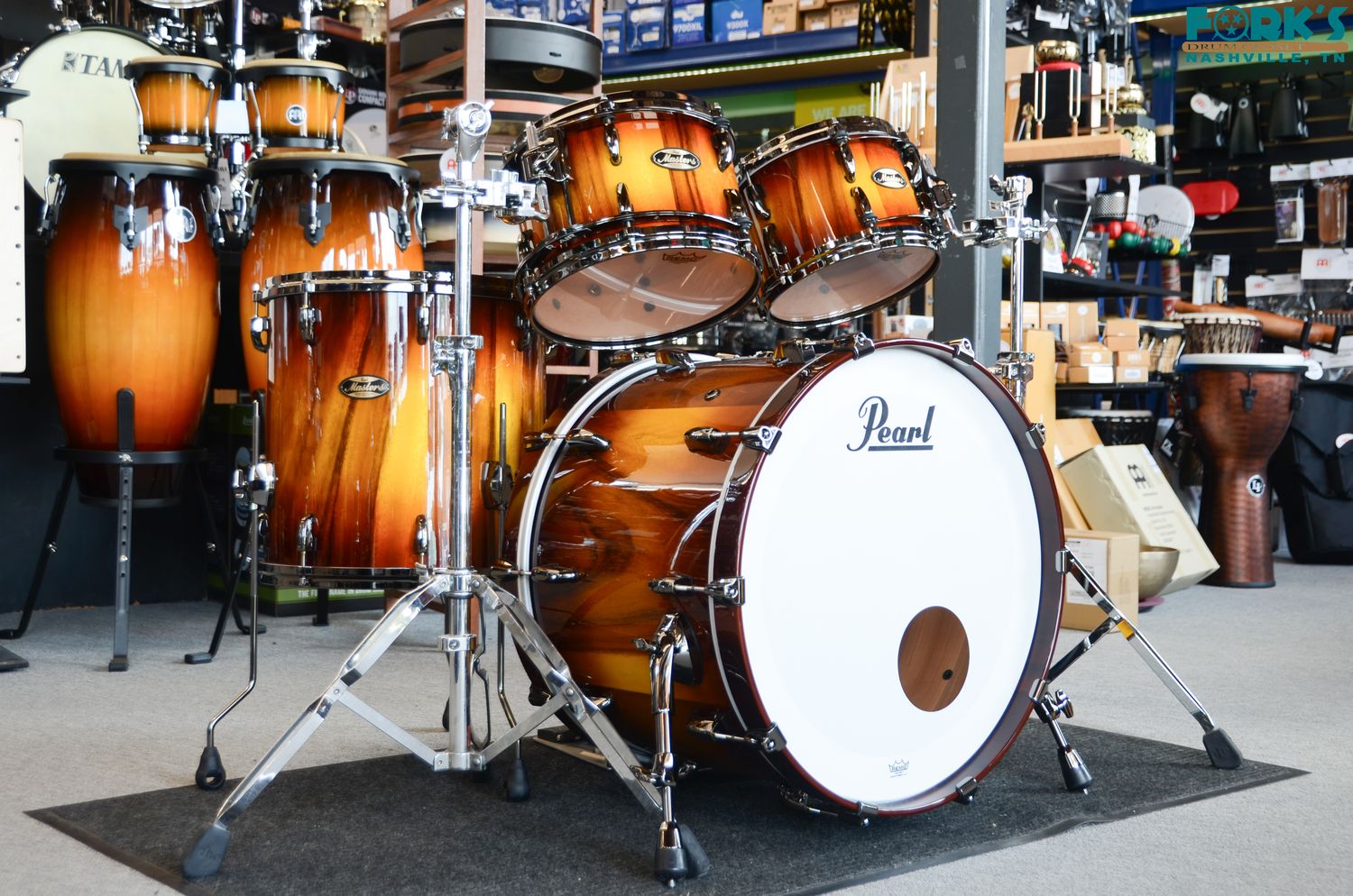 Pearl Masters Maple Gum 4pc Drum Kit - "Gloss Honey Burst Lacquer over Brazilian Saman"
