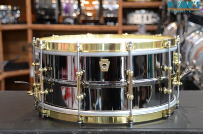 Used Ludwig 6.5x14 Black Beauty w/ Brass Hardware &amp; Single Flanged Hoops
