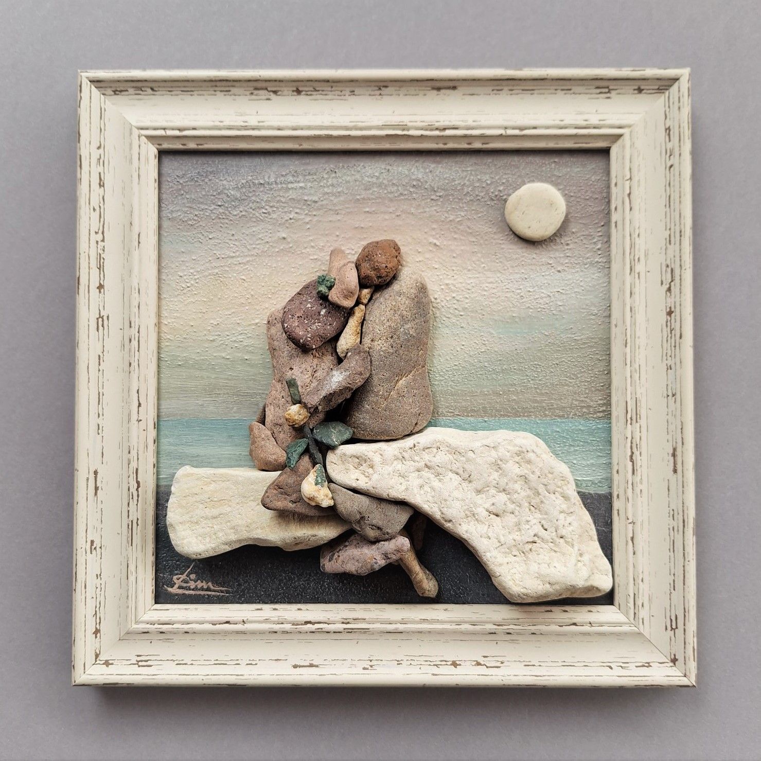Handmade 3D Painting of SEA STONES title: &quot;Scattered poems&quot;