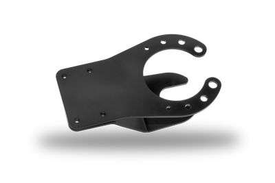 A powder coated black steel cup holder attachment for the fast freddy chair line up.