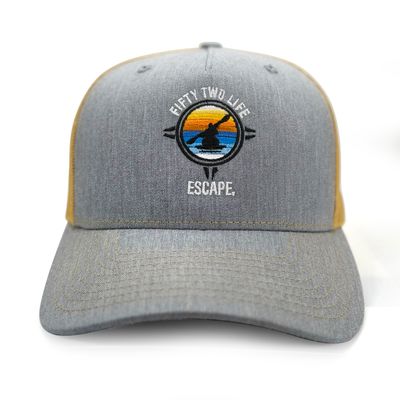 52 LIFE Kayaker Trucker Hat | Heather Gray/Amber/Gold | Snap Back Trucker Cap