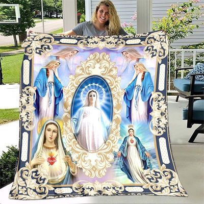 Jesus Virgin Mary Soft Throw Blanket Bedroom Warm Blanket