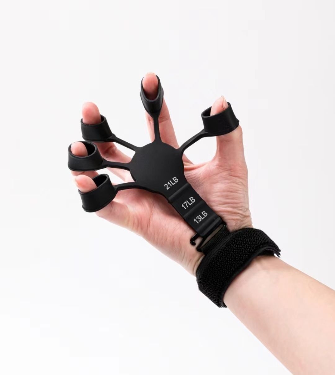 5 Finger Openwork Finger Trainer Finger Puller Wrist Puller Basketball Corrector Finger Training Equipment, Color: Black + belt