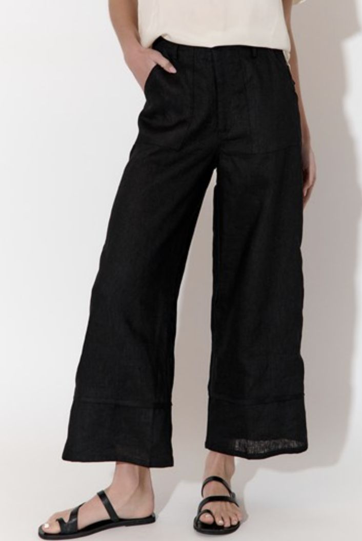 Gabriella Lined Linen Pant, Size: 10, Colour: Black